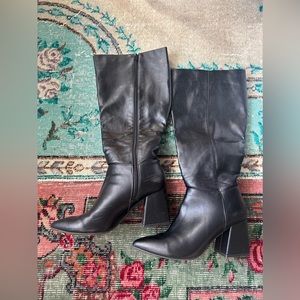Anne Klein Wide Calf Black Tall Heeled Boots - WC 9